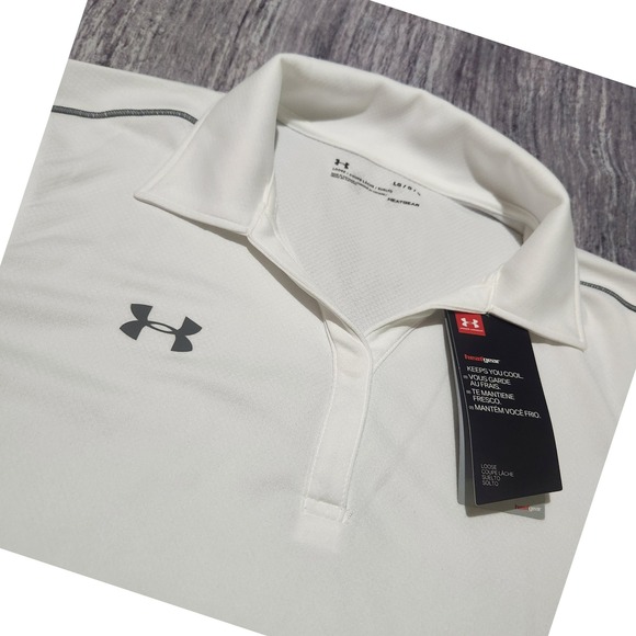 Under Armour Women's HeatGear White Loose Fit Polo Shirt - Large - Picture 1 of 8